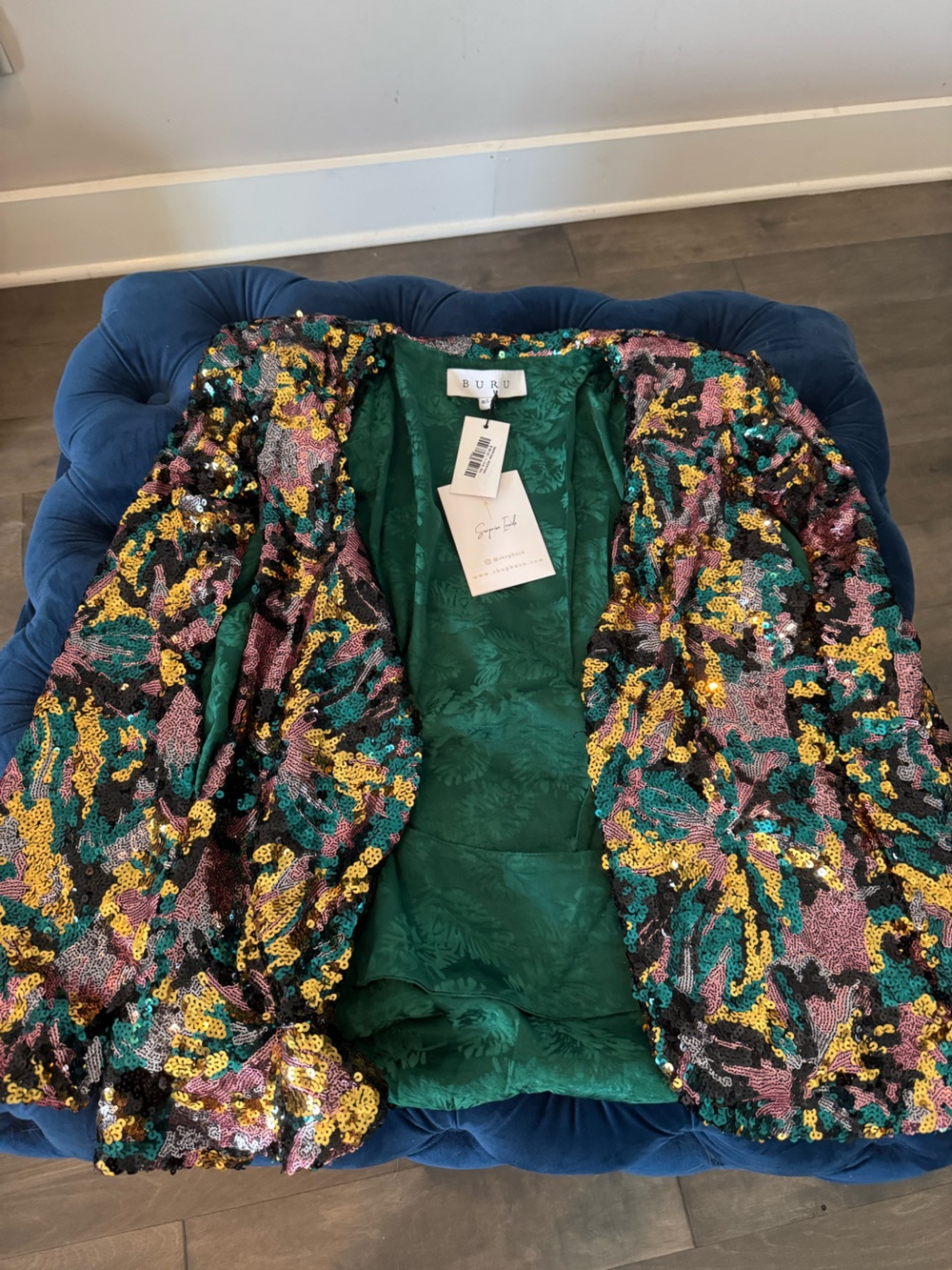 Buru Green Multicolor Sequin Jacket - Women's Top